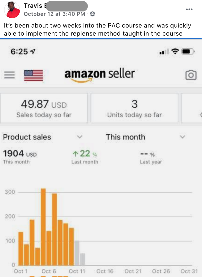 Travis screenshot after two weeks on Amazon